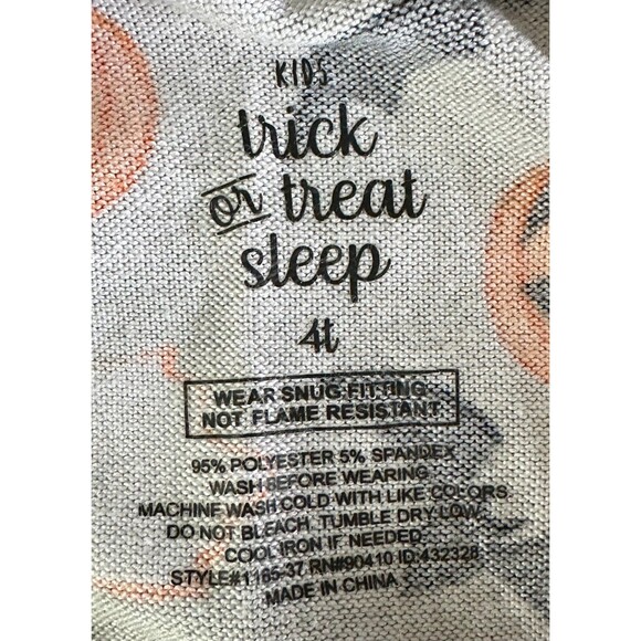 Trick or Treat Sleep Halloween Pajamas Size 4T – Ghost, Pumpkin& Skeleton Set - Picture 5 of 9